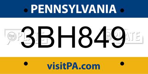 3BH849 Pennsylvania License Plate