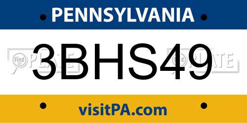 3BHS49 Pennsylvania License Plate