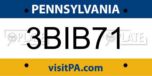3BIB71 Pennsylvania License Plate