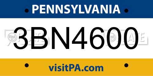 3BN4600 Pennsylvania License Plate