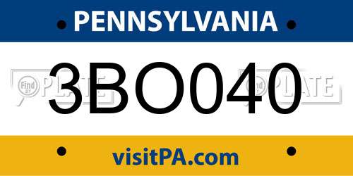 3BO040 Pennsylvania License Plate