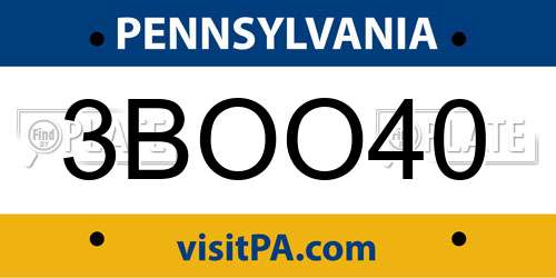 3BOO40 Pennsylvania License Plate
