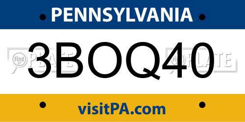 3BOQ40 Pennsylvania License Plate