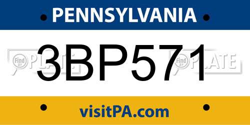 3BP571 Pennsylvania License Plate
