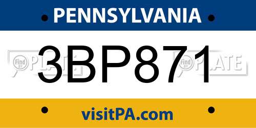 3BP871 Pennsylvania License Plate