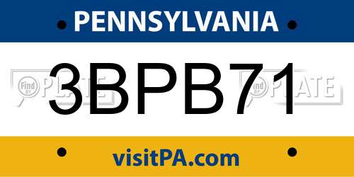 3BPB71 Pennsylvania License Plate