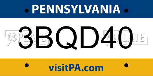 3BQD40 Pennsylvania License Plate