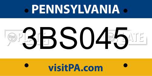 3BS045 Pennsylvania License Plate