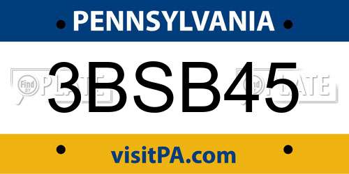 3BSB45 Pennsylvania License Plate