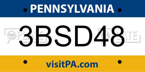 3BSD48 Pennsylvania License Plate