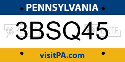3BSQ45 Pennsylvania License Plate