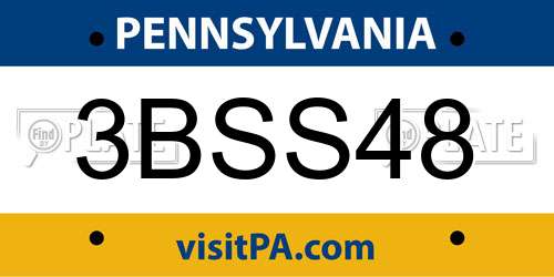 3BSS48 Pennsylvania License Plate
