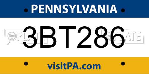 3BT286 Pennsylvania License Plate