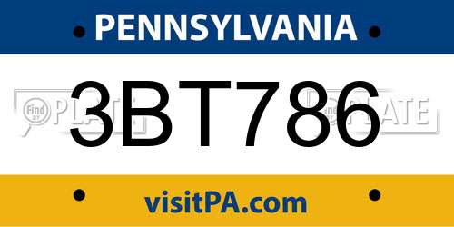 3BT786 Pennsylvania License Plate