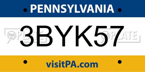 3BYK57 Pennsylvania License Plate