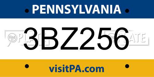3BZ256 Pennsylvania License Plate