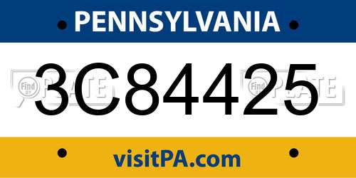 3C84425 Pennsylvania License Plate