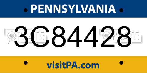 3C84428 Pennsylvania License Plate