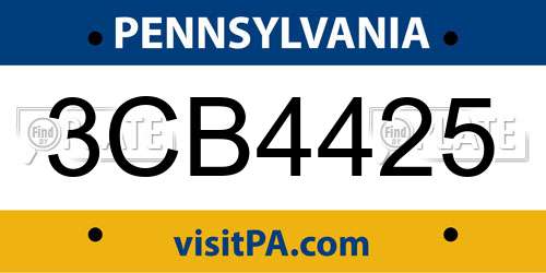 3CB4425 Pennsylvania License Plate