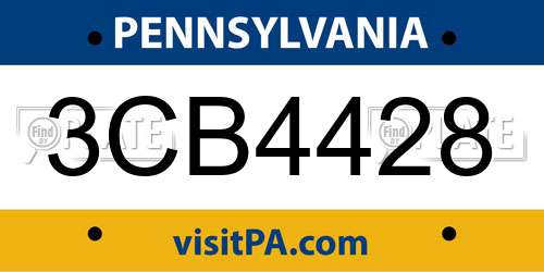 3CB4428 Pennsylvania License Plate