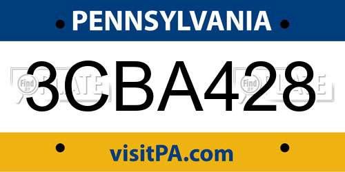 3CBA428 Pennsylvania License Plate