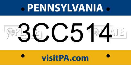 3CC514 Pennsylvania License Plate