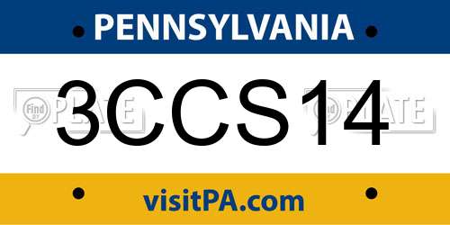 3CCS14 Pennsylvania License Plate
