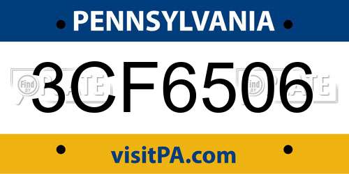 3CF6506 Pennsylvania License Plate