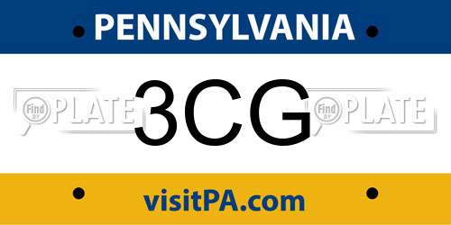 3CG Pennsylvania License Plate