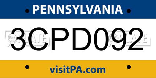 3CPD092 Pennsylvania License Plate