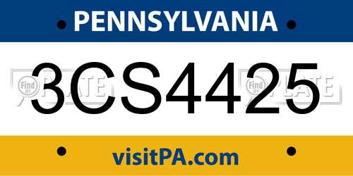 3CS4425 Pennsylvania License Plate