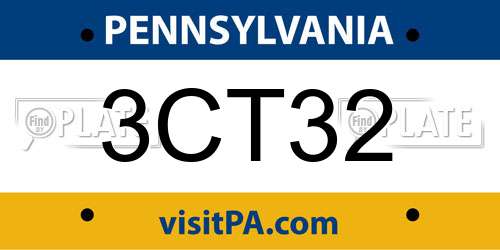 3CT32 Pennsylvania License Plate