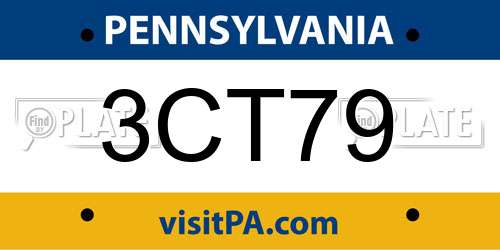 3CT79 Pennsylvania License Plate
