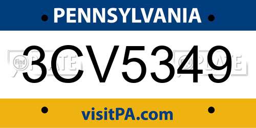 3CV5349 Pennsylvania License Plate