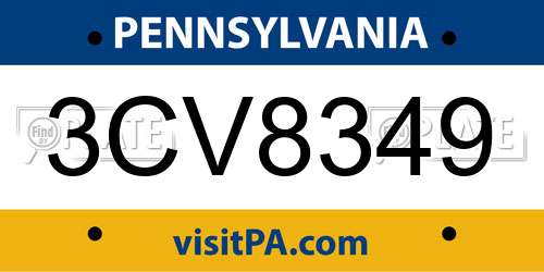 3CV8349 Pennsylvania License Plate