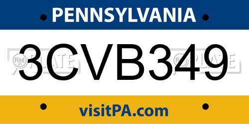 3CVB349 Pennsylvania License Plate