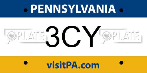 3CY Pennsylvania License Plate