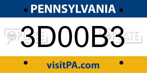 3D00B3 Pennsylvania License Plate