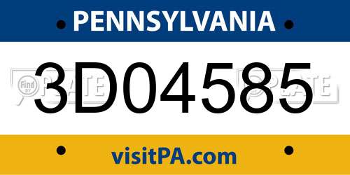 3D04585 Pennsylvania License Plate