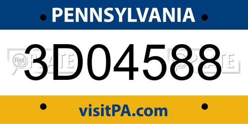 3D04588 Pennsylvania License Plate