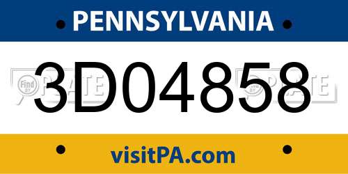 3D04858 Pennsylvania License Plate