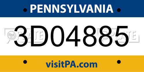 3D04885 Pennsylvania License Plate