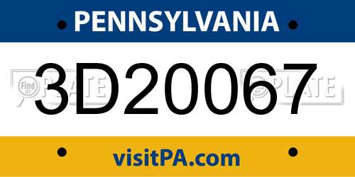 3D20067 Pennsylvania License Plate