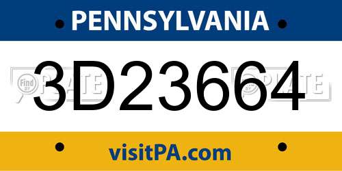 3D23664 Pennsylvania License Plate