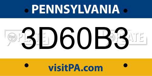 3D60B3 Pennsylvania License Plate