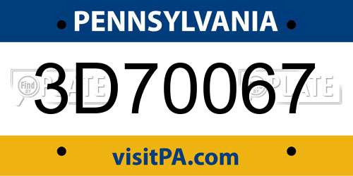 3D70067 Pennsylvania License Plate
