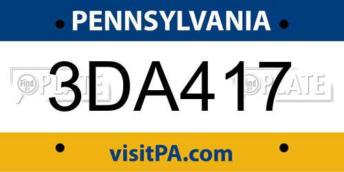 3DA417 Pennsylvania License Plate