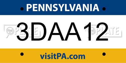 3DAA12 Pennsylvania License Plate
