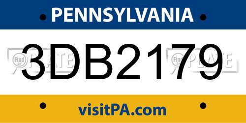 3DB2179 Pennsylvania License Plate