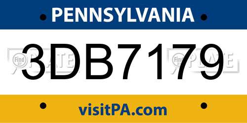3DB7179 Pennsylvania License Plate